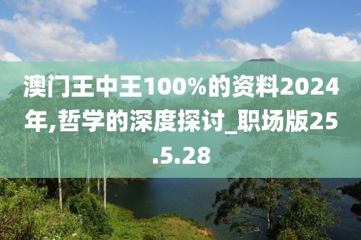 澳门王中王100%的资料2024年,哲学的深度探讨_职场版25.5.28
