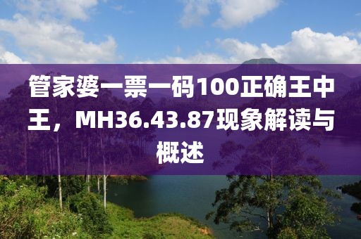 管家婆一票一码100正确王中王，MH36.43.87现象解读与概述