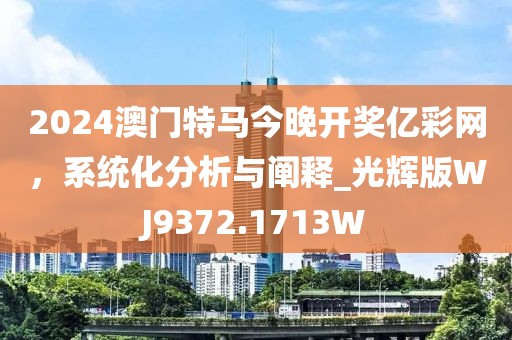 2024澳门特马今晚开奖亿彩网，系统化分析与阐释_光辉版WJ9372.1713W