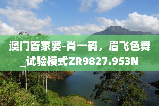 澳门管家婆-肖一码，眉飞色舞_试验模式ZR9827.953N