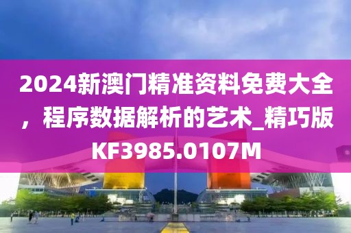 2024新澳门精准资料免费大全，程序数据解析的艺术_精巧版KF3985.0107M