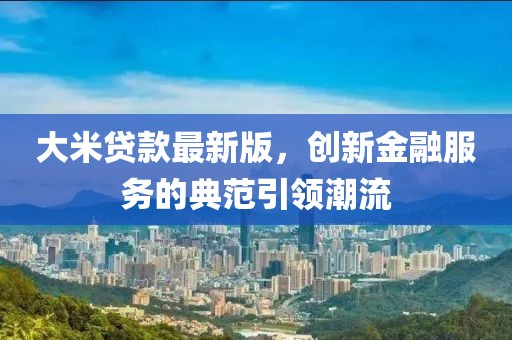 大米贷款最新版，创新金融服务的典范引领潮流
