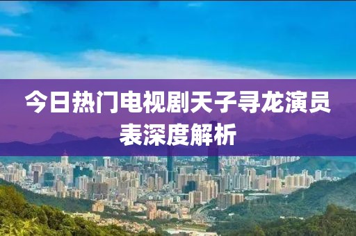 今日热门电视剧天子寻龙演员表深度解析