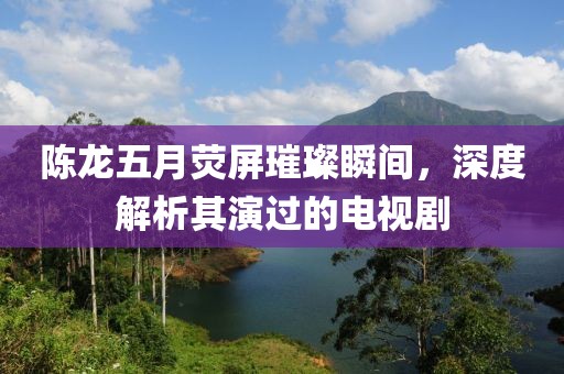 陈龙五月荧屏璀璨瞬间，深度解析其演过的电视剧