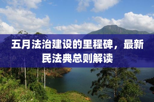 五月法治建设的里程碑，最新民法典总则解读