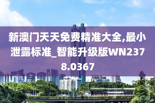 新澳门天天免费精准大全,最小泄露标准_智能升级版WN2378.0367