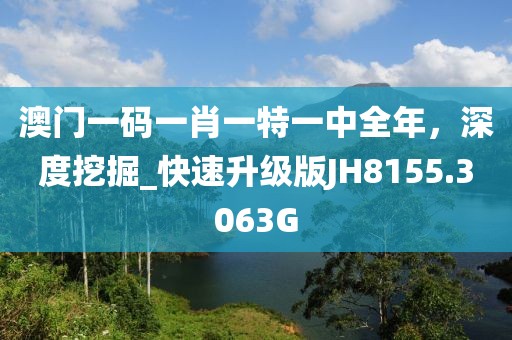 澳门一码一肖一特一中全年，深度挖掘_快速升级版JH8155.3063G