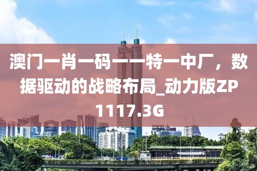澳门一肖一码一一特一中厂，数据驱动的战略布局_动力版ZP1117.3G