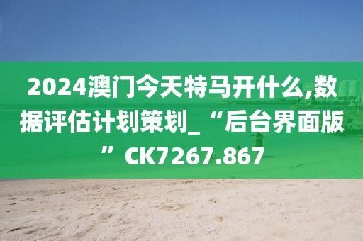 2024澳门今天特马开什么,数据评估计划策划_“后台界面版”CK7267.867