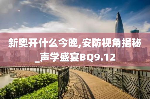 新奥开什么今晚,安防视角揭秘_声学盛宴BQ9.12