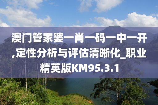 澳门管家婆一肖一码一中一开,定性分析与评估清晰化_职业精英版KM95.3.1