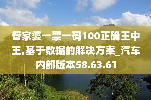 管家婆一票一码100正确王中王,基于数据的解决方案_汽车内部版本58.63.61
