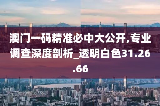 澳门一码精准必中大公开,专业调查深度剖析_透明白色31.26.66
